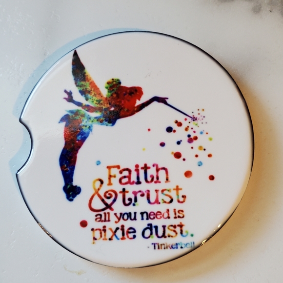 Set Of 2 Tinker Bell Ceramic Car Coasters - Picture 4 of 7
